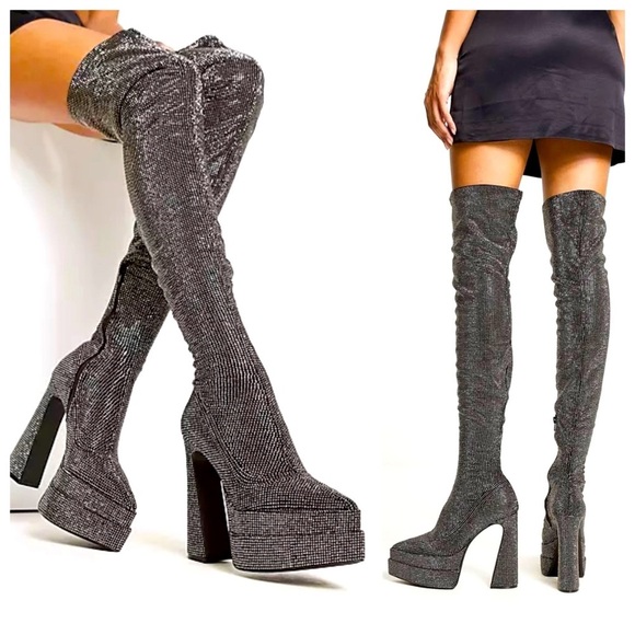 Steve Madden Shoes - NWOT STEVE MADDEN Sultry Boot in Black Rhinestone, size 7.5